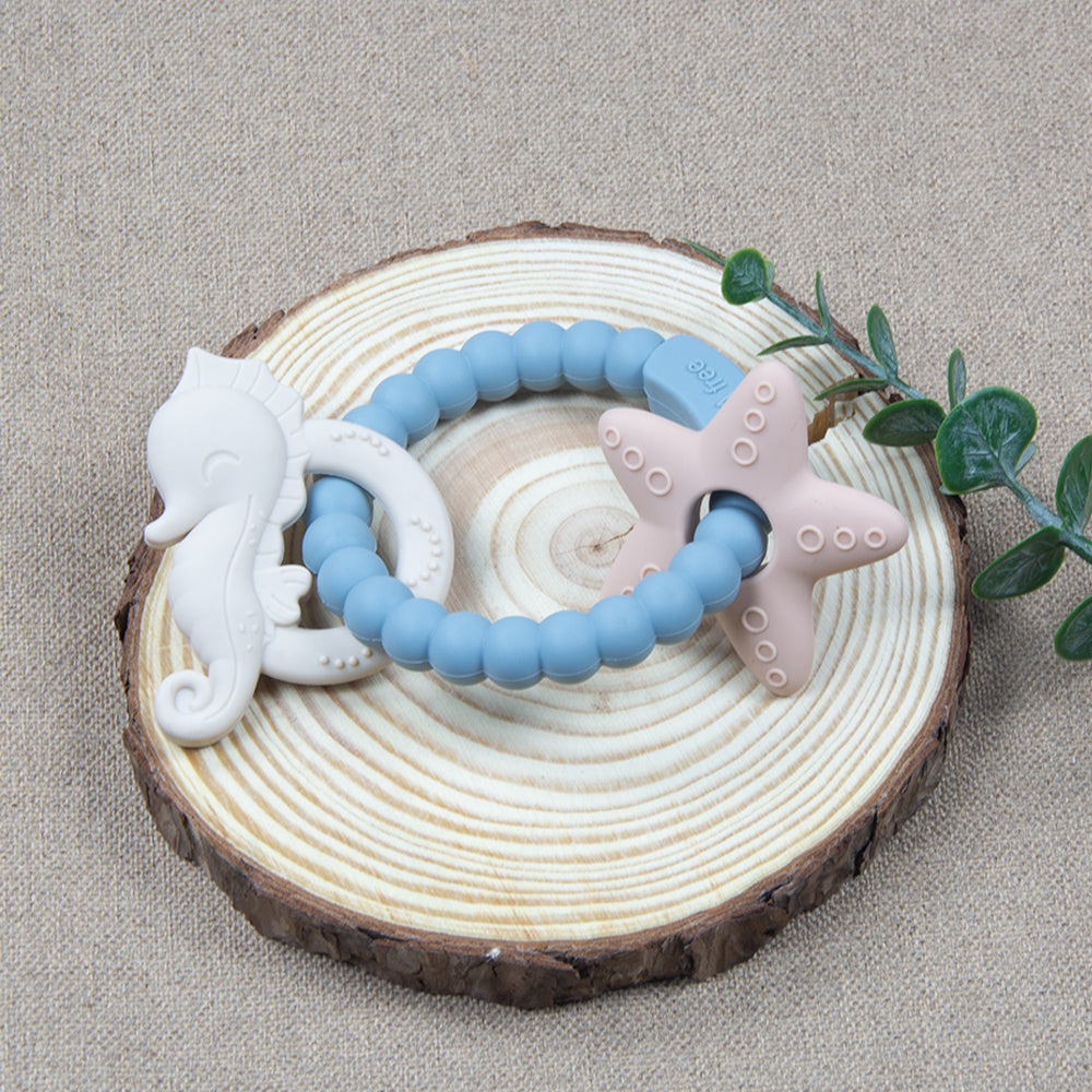 Seahorse and Starfish Silicone Teether Ring