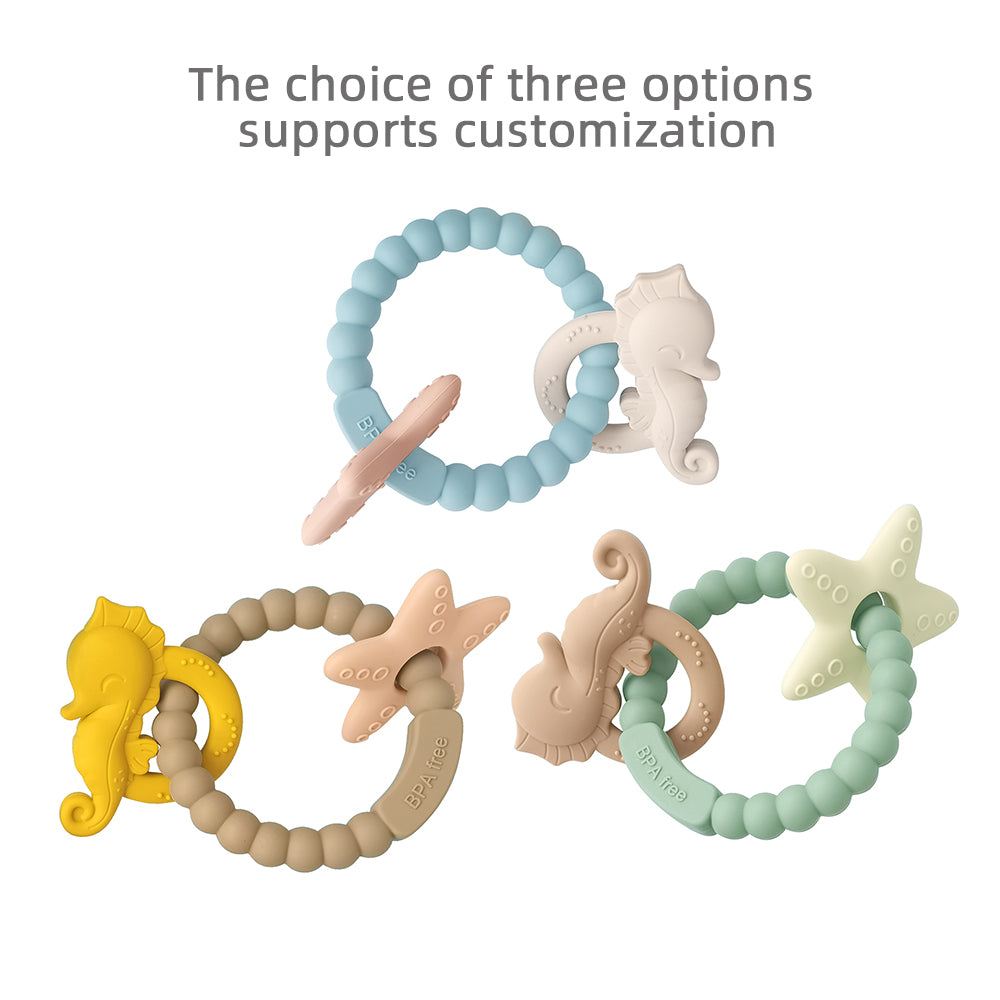 Seahorse and Starfish Silicone Teether Ring