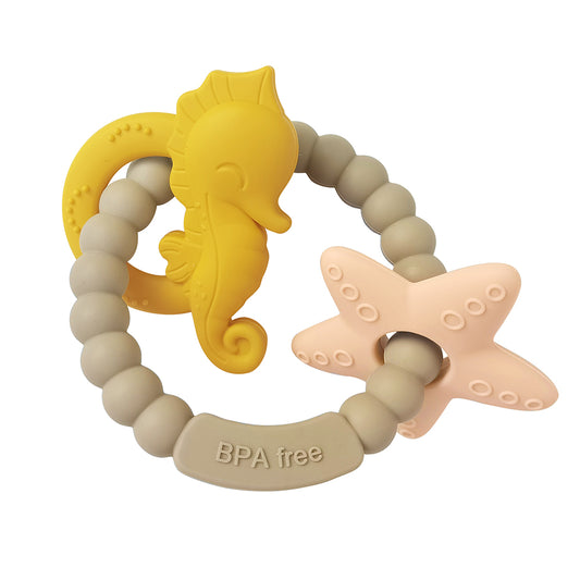 Seahorse and Starfish Silicone Teether Ring