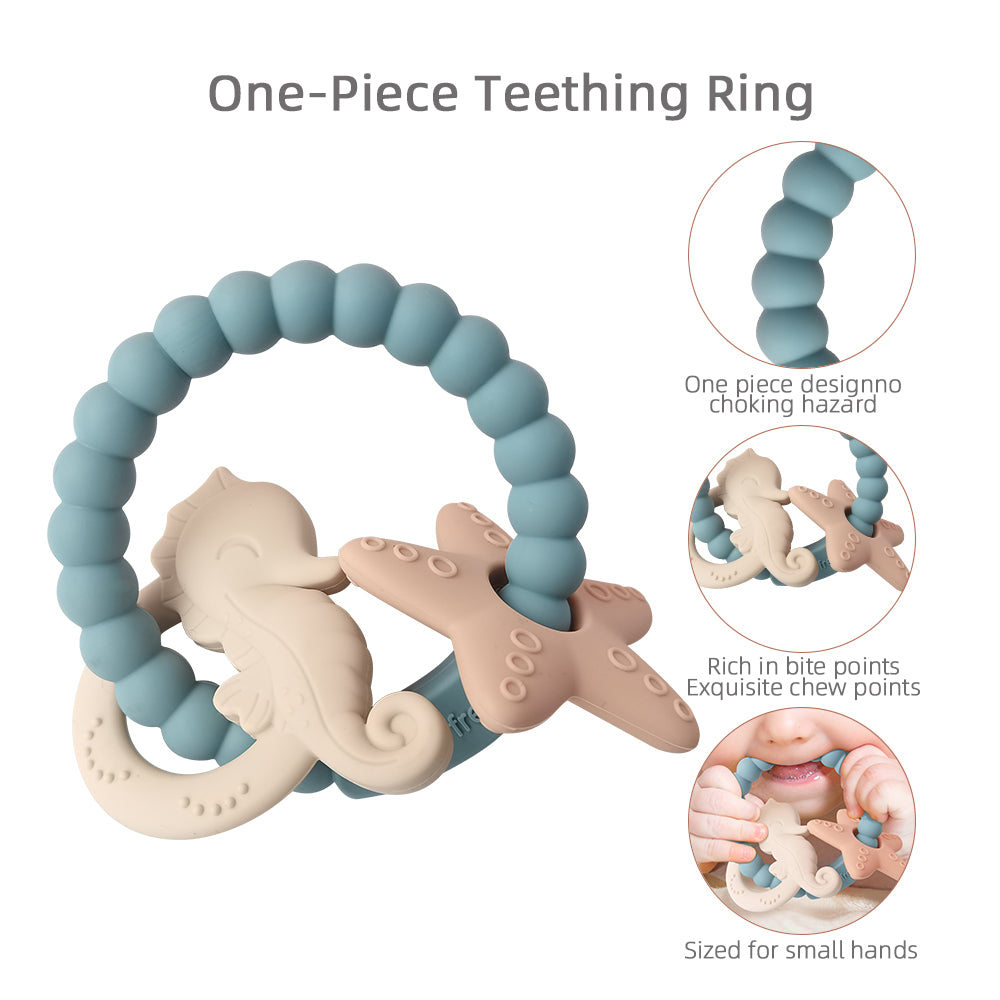 Seahorse and Starfish Silicone Teether Ring