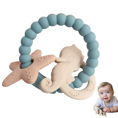 Seahorse and Starfish Silicone Teether Ring