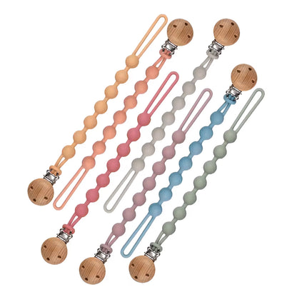 Baby Teether Pacifier Chain with Cute Wooden clip