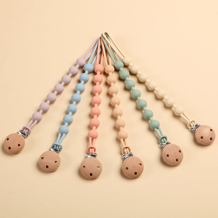 Baby Teether Pacifier Chain with Cute Wooden clip