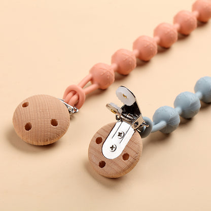 Baby Teether Pacifier Chain with Cute Wooden clip