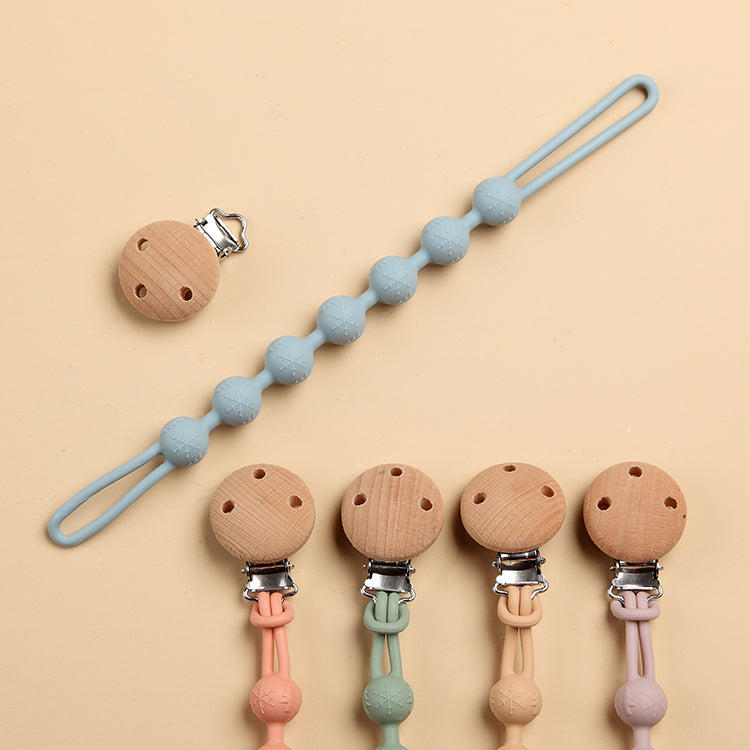 Baby Teether Pacifier Chain with Cute Wooden clip