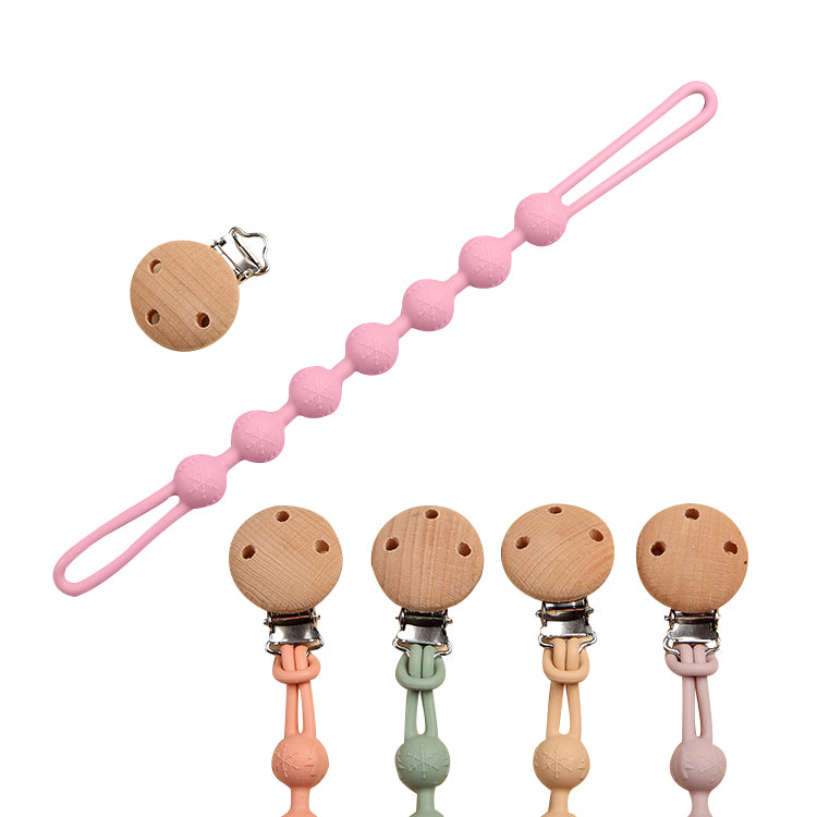 Baby Teether Pacifier Chain with Cute Wooden clip