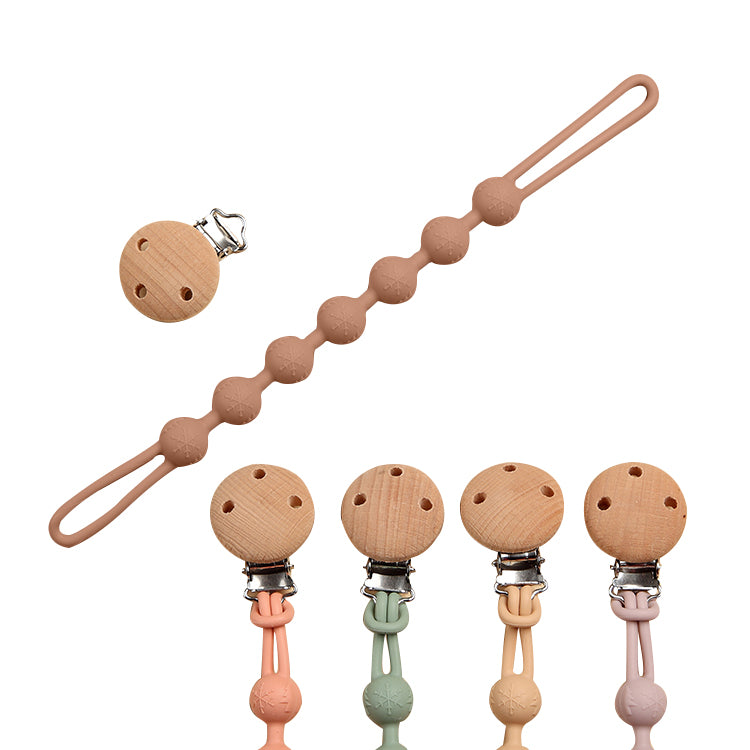 Baby Teether Pacifier Chain with Cute Wooden clip