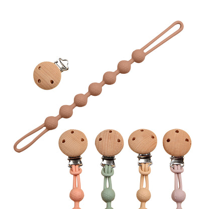 Baby Teether Pacifier Chain with Cute Wooden clip