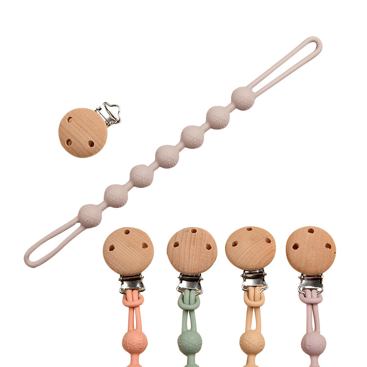 Baby Teether Pacifier Chain with Cute Wooden clip