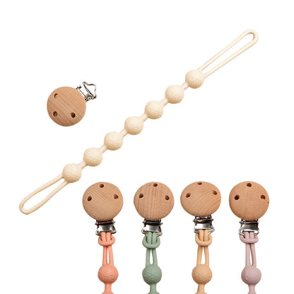 Baby Teether Pacifier Chain with Cute Wooden clip