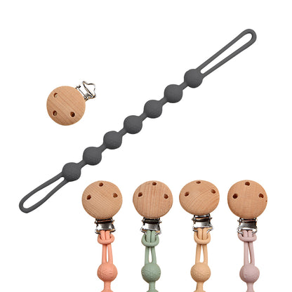 Baby Teether Pacifier Chain with Cute Wooden clip