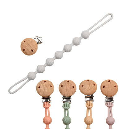 Baby Teether Pacifier Chain with Cute Wooden clip