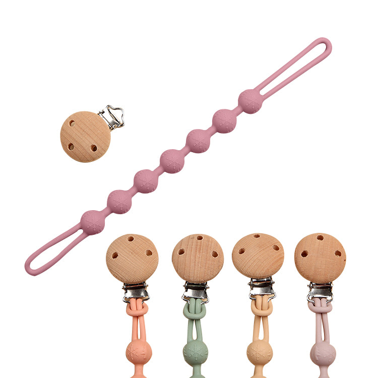 Baby Teether Pacifier Chain with Cute Wooden clip